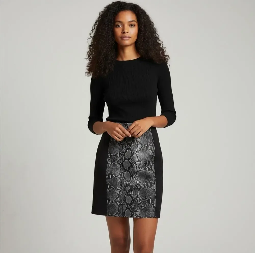 MK Michael Kors Snake Print Midi Skirt